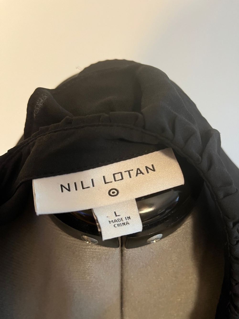Nili Lotan Black Ruffle-Trim Silk Blouse - Picture 2 of 6